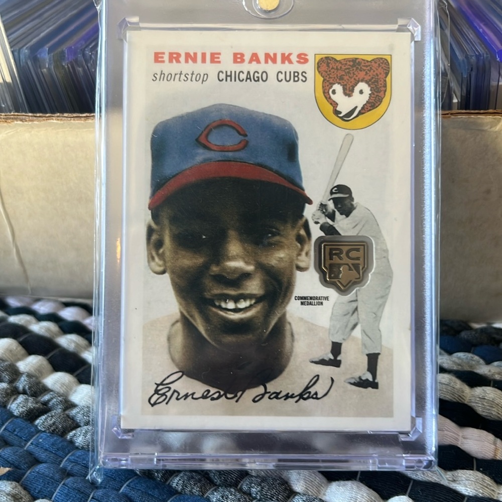 Ernie banks rookie metal patch